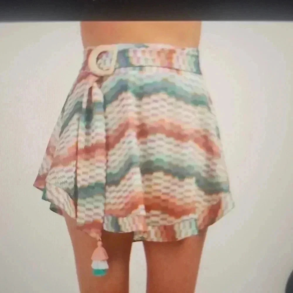 TRINA TURK CROCHET BELTED SKIRT
